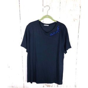 Zara Navy Jewel Basic Short Sleeve T-Shirt